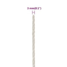 Vidaxl Pracovní lano bílé 3 mm 500 m polypropylen