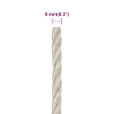 Vidaxl Pracovní lano bílé 8 mm 100 m polypropylen