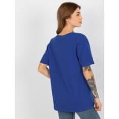 Ex moda Dámské tričko s potiskem ve volném střihu DAMY kobaltově modré EM-TS-527-1.26X_393803 Univerzální