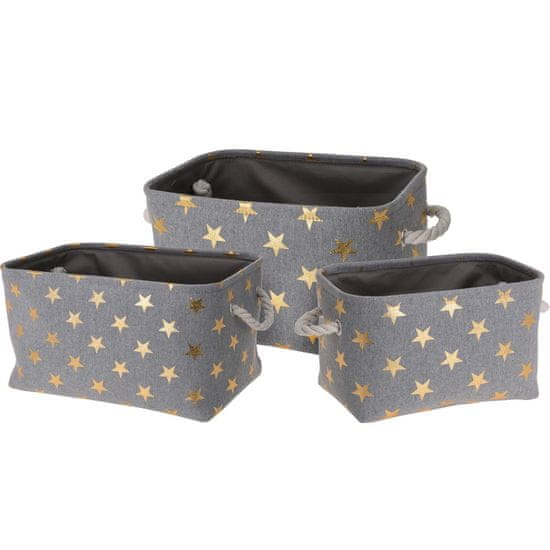 Home&Styling Skladovácí boxy STARS, 3 rozměry, šedé