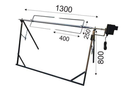 KAREL - JANEČEK Gril jehně / sele / prase / drůbež 1300 mm s motorem do 100 Kg