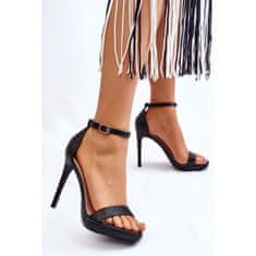Elegantní kožené sandály na podpatku Black Averie velikost 40
