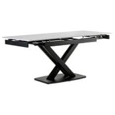 Autronic Moderní jídelní stůl Jídelní stůl 120+30+30x80 cm, keramická deska bílý mramor, kov, černý matný lak (HT-450M BK)
