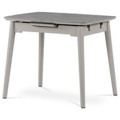 Autronic Moderní jídelní stůl Jídelní stůl 90+25x70 cm, keramická deska šedý mramor, masiv, šedý vysoký lesk (HT-400M GREY)