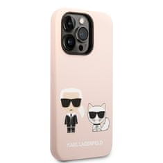 Karl Lagerfeld Kryt na mobil MagSafe Liquid Silicone Karl and Choupette na Apple iPhone 14 Pro Max - růžový