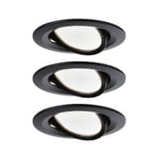 Paulmann PAULMANN LED vestavné svítidlo Nova kruhové 3x6,5W černá/mat výklopné 3-krokové-stmívatelné teplá bílá 3ks sada 944.72 94472