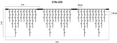 DecoLED DecoLED LED světelné krápníky, 3x0,9 m, ledově bílá, 174 diod, IP67