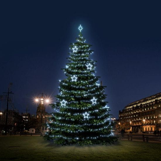 DecoLED LED světelná sada na stromy vysoké 12-14m, ledová bílá s dekory 8EFD13