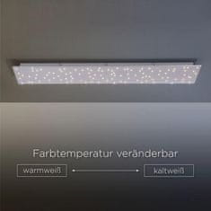 PAUL NEUHAUS LEUCHTEN DIREKT is JUST LIGHT LED stropní svítidlo hranaté v barvě oceli s hvězdným nebem a nastavitelou barvou světla 2700-5000K