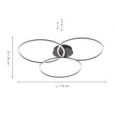 PAUL NEUHAUS LEUCHTEN DIREKT is JUST LIGHT LED stropní svítidlo v černé barvě v moderním designu se třemi kruhy a funkcí stmívání SimplyDim 2700K