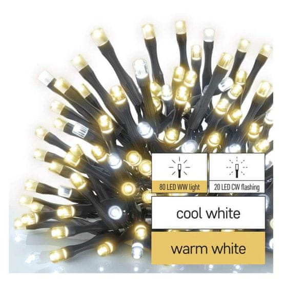 Emos EMOS Standard LED spojovací vánoční řetěz blikající, 10 m, venkovní, teplá/studená bílá D1AN02