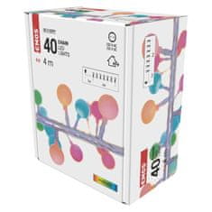 Emos EMOS LED světelný cherry řetěz – kuličky 2,5 cm, 4 m, venkovní i vnitřní, multicolor, časovač D5AM01