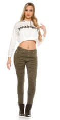 Amiatex Dámské jeans 77947 + Ponožky Gatta Calzino Strech, khaki, 38