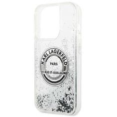 Karl Lagerfeld KLHCP14LLCRSGRS hard silikonové pouzdro iPhone 14 PRO 6.1" silver Liquid Glitter RSG