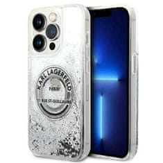 Karl Lagerfeld KLHCP14LLCRSGRS hard silikonové pouzdro iPhone 14 PRO 6.1" silver Liquid Glitter RSG