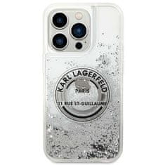 Karl Lagerfeld KLHCP14XLCRSGRS hard silikonové pouzdro iPhone 14 PRO MAX 6.7" silver Liquid Glitter RSG
