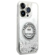 Karl Lagerfeld KLHCP14LLCRSGRS hard silikonové pouzdro iPhone 14 PRO 6.1" silver Liquid Glitter RSG