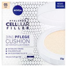Nivea Hyaluron Cellular Filler Cushion Pečující tónovací krém v houbičce 3v1 01 světlý, 15g