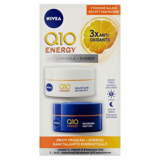 Nivea Q10 Energy Energizující denní a noční krém proti vráskám, 2 x 50 ml