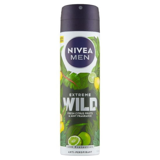 Nivea Men Extreme Wild Fresh Citrus Fruits & Mint Fragrance Sprej antiperspirant, 150 ml