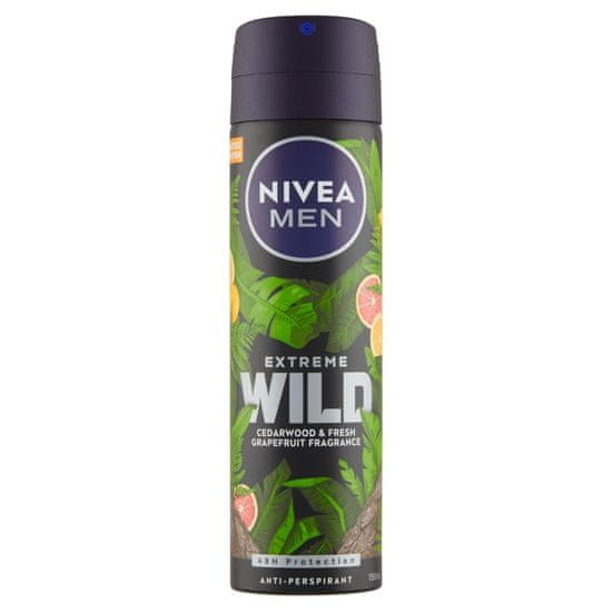 Nivea Men Extreme Wild Cedarwood & Fresh Grapefruit Fragrance Sprej antiperspirant, 150 ml