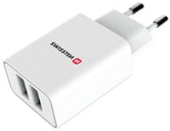 SWISSTEN Swissten Síťový Adaptér Smart Ic 2X Usb 2,1A Power + Datový Kabel Usb / Micro Usb 1,2 M Bílý