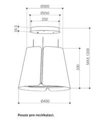 Faber BEAT BK MATT F45 Ostrůvková digestoř, černá matná, šířka 43 cm