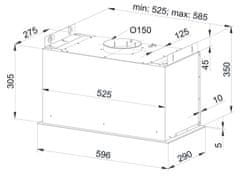 Kluge KMV6020WHG Odsavač vestavný do skříňky, šířka 60 cm