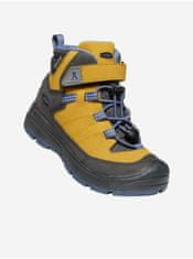 KEEN Žluté dětské kožené kotníkové outdoorové boty Keen Redwood Mid 29