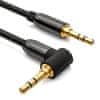 Angled audio kabel 3.5mm mini jack M/M 1.5m, černý