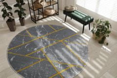 Dywany Łuszczów Kusový koberec Emerald geometric 1012 grey and gold kruh 120x120 (průměr) kruh