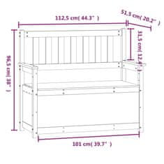 Vidaxl Lavice bílá 112,5x51,5x96,5 cm masivní borovice