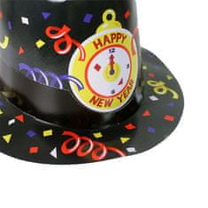 Rappa Papírový klobouk černý HAPPY NEW YEAR 12 ks v boxu