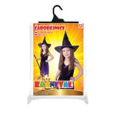 Rappa Dětský kostým čarodějnice fialový s kloboukem (M)