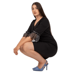 Factoryprice Dámské šaty s krajkovými rukávy plus size ELISE černé NU-SK-1404.10P_392751 42