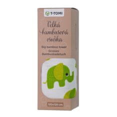 T-Tomi BIO Velká bambusová osuška, green elephants / zelení sloni