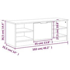 Vidaxl TV skříňka bílá 102 x 35,5 x 36,5 cm kompozitní dřevo