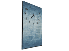 Glasdekor Nástěnné hodiny 30x60cm tkanina modrý jeans - Materiál: kalené sklo