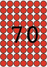 Apli Etikety, kruhové, červená, průměr 19 mm, 560 ks/bal., A5, 12105