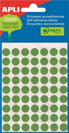 Apli Etikety, zelené, kruhové, průměr 10 mm, 315 etiket/balení, 2054