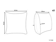 Beliani Sada 2 bavlněných polštářů 45 x 45 cm modré RHOEO