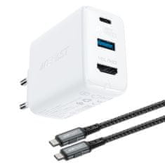 shumee Nástěnná nabíječka 2v1 s USB-C kabelem + USB-C - HDMI 4K adaptér bílý