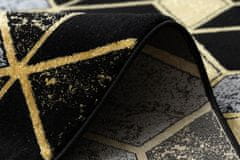Dywany Łuszczów Kusový koberec Gloss 400B 86 3D geometric black/gold 80x150