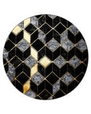 Dywany Łuszczów Kusový koberec Gloss 400B 86 3D geometric black/gold kruh 120x120 (průměr) kruh