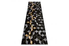 Dywany Łuszczów Běhoun Gloss 400B 86 3D geometric black/gold 60x200