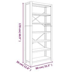 Vidaxl Knihovna se 6 policemi 80 x 30 x 170 cm masivní akáciové dřevo