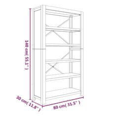 Vidaxl Knihovna s 5 policemi 80 x 30 x 140 cm masivní akáciové dřevo