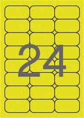 Apli Etikety, zaoblené rohy, fluorescentní žlutá, 64 x 33,9 mm, 480 ks/bal., 02870