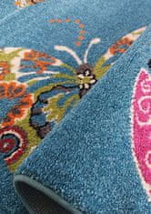 4sleep Dětský kusový koberec Motýl modrý 120x170 Zvířatka 1cm až 1,9cm 30/30/120 Modrá