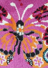 4sleep Dětský kusový koberec Motýl růžový Růžová 200x290 Zvířatka 1cm až 1,9cm 25/25/150